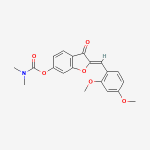 molecular formula C20H19NO6 B2743430 (Z)-2-(2,4-二甲氧基苯甲亚)-3-酮-2,3-二氢苯并呋喃-6-基二甲基碳酸酯 CAS No. 858758-25-5