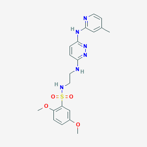 molecular formula C20H24N6O4S B2743433 2,5-二甲氧基-N-(2-((6-((4-甲基吡啶-2-基)氨基)吡啶并[3,4-d]咪唑-3-基)氨基)乙基)苯磺酰胺 CAS No. 1021109-20-5