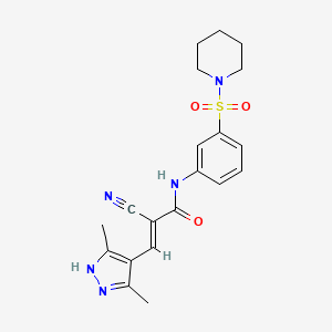 molecular formula C20H23N5O3S B2743435 (E)-2-氰基-3-(3,5-二甲基-1H-吡唑-4-基)-N-(3-哌啶-1-基磺酰基苯基)丙-2-烯酰胺 CAS No. 1239129-95-3