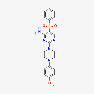 molecular formula C21H23N5O3S B2743437 2-(4-(4-Methoxyphenyl)piperazin-1-yl)-5-(phenylsulfonyl)pyrimidin-4-amine CAS No. 1113103-30-2