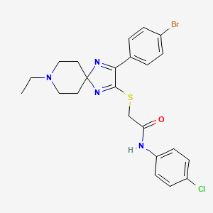 molecular formula C23H24BrClN4OS B2743438 2-{[3-(4-bromophenyl)-8-ethyl-1,4,8-triazaspiro[4.5]deca-1,3-dien-2-yl]sulfanyl}-N-(4-chlorophenyl)acetamide CAS No. 1215705-38-6