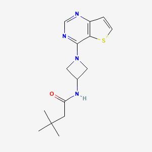 molecular formula C15H20N4OS B2743442 3,3-Dimethyl-N-(1-thieno[3,2-d]pyrimidin-4-ylazetidin-3-yl)butanamide CAS No. 2380180-62-9