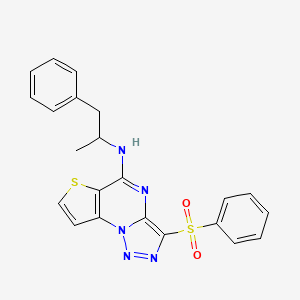 molecular formula C22H19N5O2S2 B2743446 N-(1-甲基-2-苯乙基)-3-(苯基磺酰)噻吩[2,3-e][1,2,3]三唑并[1,5-a]嘧啶-5-胺 CAS No. 892730-41-5