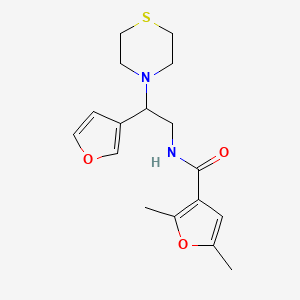 molecular formula C17H22N2O3S B2743450 N-(2-(呋喃-3-基)-2-硫代吗啉基乙基)-2,5-二甲基呋喃-3-甲酰胺 CAS No. 2034342-28-2