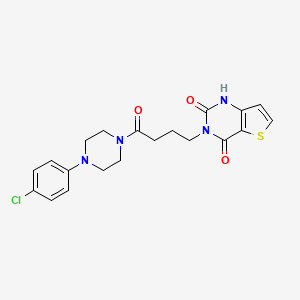 molecular formula C20H21ClN4O3S B2743455 3-[4-[4-(4-chlorophenyl)piperazin-1-yl]-4-oxobutyl]-1H-thieno[3,2-d]pyrimidine-2,4-dione CAS No. 892258-91-2