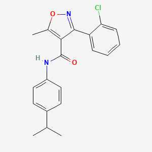 molecular formula C20H19ClN2O2 B2743459 3-(2-chlorophenyl)-5-methyl-N-[4-(propan-2-yl)phenyl]-1,2-oxazole-4-carboxamide CAS No. 349138-97-2