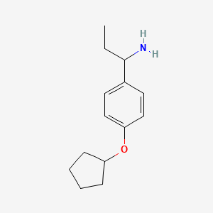 molecular formula C14H21NO B2743467 1-[4-(Cyclopentyloxy)phenyl]propan-1-amine CAS No. 954263-67-3