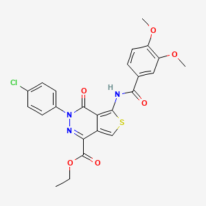 molecular formula C24H20ClN3O6S B2743477 Ethyl 3-(4-chlorophenyl)-5-[(3,4-dimethoxybenzoyl)amino]-4-oxothieno[3,4-d]pyridazine-1-carboxylate CAS No. 851950-32-8