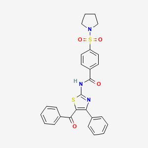 molecular formula C27H23N3O4S2 B2743482 N-(5-benzoyl-4-phenylthiazol-2-yl)-4-(pyrrolidin-1-ylsulfonyl)benzamide CAS No. 326017-74-7