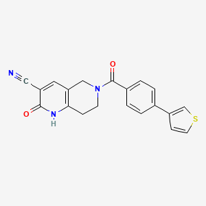 molecular formula C20H15N3O2S B2743487 2-氧代-6-(4-(噻吩-3-基)苯甲酰)-1,2,5,6,7,8-六氢-1,6-萘啶-3-甲腈 CAS No. 2034425-86-8