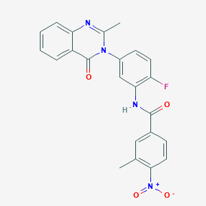 molecular formula C23H17FN4O4 B2743507 N-(2-fluoro-5-(2-methyl-4-oxoquinazolin-3(4H)-yl)phenyl)-3-methyl-4-nitrobenzamide CAS No. 899969-69-8