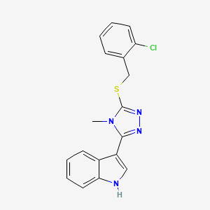 molecular formula C18H15ClN4S B2743509 3-(5-((2-chlorobenzyl)thio)-4-methyl-4H-1,2,4-triazol-3-yl)-1H-indole CAS No. 831249-79-7