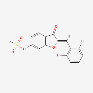 molecular formula C16H10ClFO5S B2743515 (Z)-2-(2-chloro-6-fluorobenzylidene)-3-oxo-2,3-dihydrobenzofuran-6-yl methanesulfonate CAS No. 848204-46-6