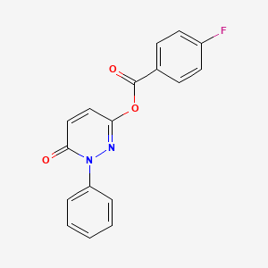 molecular formula C17H11FN2O3 B2743518 6-Oxo-1-phenyl-1,6-dihydro-3-pyridazinyl 4-fluorobenzenecarboxylate CAS No. 478029-18-4