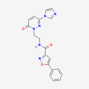 molecular formula C19H16N6O3 B2743523 N-(2-(3-(1H-咪唑-1-基)-6-氧代吡啶-1(6H)-基)乙基)-5-苯基异噁唑-3-羧酰胺 CAS No. 1396749-23-7