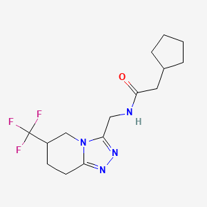 molecular formula C15H21F3N4O B2743532 2-环戊基-N-((6-(三氟甲基)-5,6,7,8-四氢-[1,2,4]三唑并[4,3-a]吡啶-3-基)甲基)乙酰胺 CAS No. 2034531-04-7