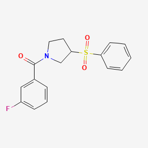 molecular formula C17H16FNO3S B2743534 (3-Fluorophenyl)(3-(phenylsulfonyl)pyrrolidin-1-yl)methanone CAS No. 1705476-57-8