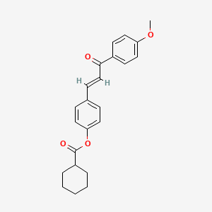 molecular formula C23H24O4 B2743562 Cyclohexanecarboxylic acid 4-(3-(4-methoxy-phenyl)-3-oxo-propenyl)-phenyl ester CAS No. 331460-83-4