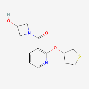 molecular formula C13H16N2O3S B2743568 (3-Hydroxyazetidin-1-yl)(2-((tetrahydrothiophen-3-yl)oxy)pyridin-3-yl)methanone CAS No. 1903572-06-4