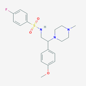 molecular formula C20H26FN3O3S B2743569 4-fluoro-N-(2-(4-methoxyphenyl)-2-(4-methylpiperazin-1-yl)ethyl)benzenesulfonamide CAS No. 898431-20-4