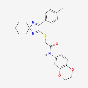 N-(2,3-Dihydro-1,4-benzodioxin-6-YL)-2-{[3-(4-methylphenyl)-1,4-diazaspiro[4.5]deca-1,3-dien-2-YL]sulfanyl}acetamide