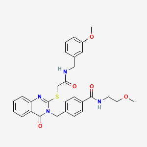 molecular formula C29H30N4O5S B2743581 4-((2-((2-((3-甲氧基苄)氨基)-2-氧代乙基)硫)-4-氧代喹唑啉-3(4H)-基)甲基)-N-(2-甲氧基乙基)苯甲酰胺 CAS No. 1115324-31-6