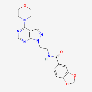 molecular formula C19H20N6O4 B2743583 N-(2-(4-morpholino-1H-pyrazolo[3,4-d]pyrimidin-1-yl)ethyl)benzo[d][1,3]dioxole-5-carboxamide CAS No. 1021061-23-3