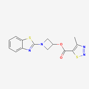 molecular formula C14H12N4O2S2 B2743584 1-(苯并[d]噻唑-2-基)氮杂环丁烷-3-基-4-甲基-1,2,3-噻二唑-5-甲酸酯 CAS No. 1396873-76-9