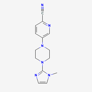 molecular formula C14H16N6 B2743585 5-[4-(1-Methylimidazol-2-yl)piperazin-1-yl]pyridine-2-carbonitrile CAS No. 2415504-08-2