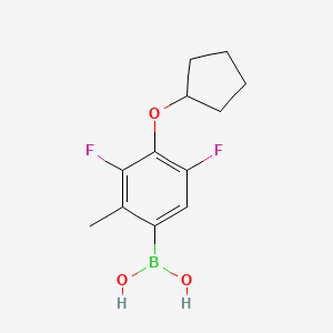 molecular formula C12H15BF2O3 B2743588 4-(Cyclopentyloxy)-3,5-difluoro-2-methylphenylboronic acid CAS No. 2096336-27-3