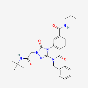 molecular formula C27H32N6O4 B2743591 4-苄基-2-(2-(叔丁基氨基)-2-氧代乙基)-N-异丁基-1,5-二氧代-1,2,4,5-四氢-[1,2,4]三唑并[4,3-a]喹唑啉-8-甲酰胺 CAS No. 1296346-42-3