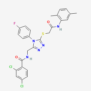 molecular formula C26H22Cl2FN5O2S B2743594 2,4-dichloro-N-((5-((2-((2,5-dimethylphenyl)amino)-2-oxoethyl)thio)-4-(4-fluorophenyl)-4H-1,2,4-triazol-3-yl)methyl)benzamide CAS No. 393871-40-4