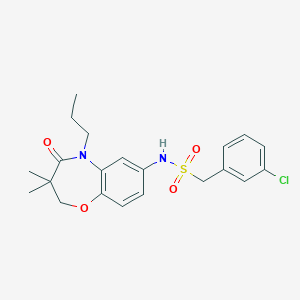 molecular formula C21H25ClN2O4S B2743597 1-(3-chlorophenyl)-N-(3,3-dimethyl-4-oxo-5-propyl-2,3,4,5-tetrahydrobenzo[b][1,4]oxazepin-7-yl)methanesulfonamide CAS No. 922057-21-4