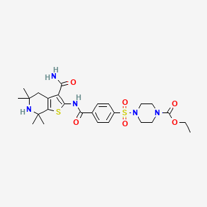 Ethyl 4-[4-[(3-carbamoyl-5,5,7,7-tetramethyl-4,6-dihydrothieno[2,3-c]pyridin-2-yl)carbamoyl]phenyl]sulfonylpiperazine-1-carboxylate