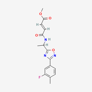 molecular formula C16H16FN3O4 B2743607 Methyl (E)-4-[1-[3-(3-fluoro-4-methylphenyl)-1,2,4-oxadiazol-5-yl]ethylamino]-4-oxobut-2-enoate CAS No. 2411332-30-2