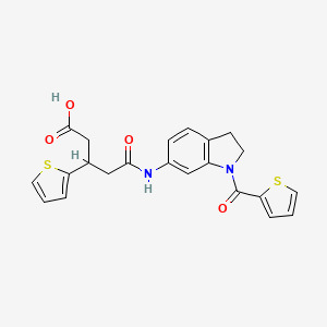 5-Oxo-3-(thiophen-2-yl)-5-((1-(thiophene-2-carbonyl)indolin-6-yl)amino)pentanoic acid