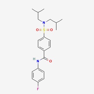 molecular formula C21H27FN2O3S B2743628 4-[双(2-甲基丙基)磺酰基]-N-(4-氟苯基)苯甲酰胺 CAS No. 864456-48-4