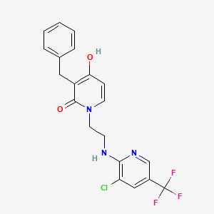 molecular formula C20H17ClF3N3O2 B2743636 3-benzyl-1-(2-{[3-chloro-5-(trifluoromethyl)-2-pyridinyl]amino}ethyl)-4-hydroxy-2(1H)-pyridinone CAS No. 478247-74-4