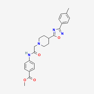 molecular formula C24H26N4O4 B2743648 Methyl 4-(2-(4-(3-(p-tolyl)-1,2,4-oxadiazol-5-yl)piperidin-1-yl)acetamido)benzoate CAS No. 1251619-73-4