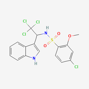 molecular formula C17H14Cl4N2O3S B2743671 4-Chloro-2-methoxy-N-[2,2,2-trichloro-1-(1H-indol-3-yl)ethyl]benzenesulfonamide CAS No. 2309448-96-0
