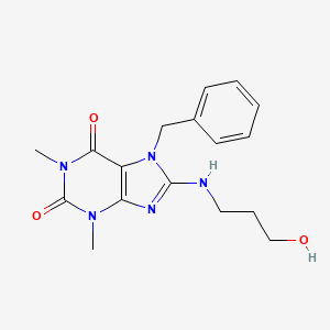 molecular formula C17H21N5O3 B2743672 7-benzyl-8-((3-hydroxypropyl)amino)-1,3-dimethyl-1H-purine-2,6(3H,7H)-dione CAS No. 130187-69-8