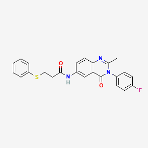 N-(3-(4-fluorophenyl)-2-methyl-4-oxo-3,4-dihydroquinazolin-6-yl)-3-(phenylthio)propanamide