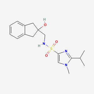 molecular formula C17H23N3O3S B2743688 N-((2-hydroxy-2,3-dihydro-1H-inden-2-yl)methyl)-2-isopropyl-1-methyl-1H-imidazole-4-sulfonamide CAS No. 2034408-75-6