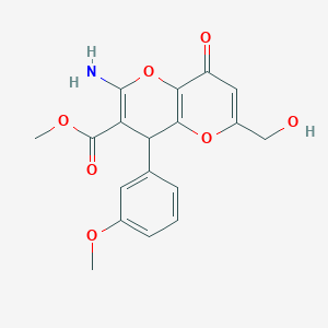 molecular formula C18H17NO7 B2743691 Methyl 2-amino-6-(hydroxymethyl)-4-(3-methoxyphenyl)-8-oxo-4,8-dihydropyrano[3,2-b]pyran-3-carboxylate CAS No. 873570-67-3