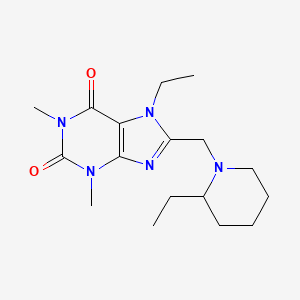 molecular formula C17H27N5O2 B2743693 7-Ethyl-8-[(2-ethylpiperidin-1-yl)methyl]-1,3-dimethylpurine-2,6-dione CAS No. 851937-40-1