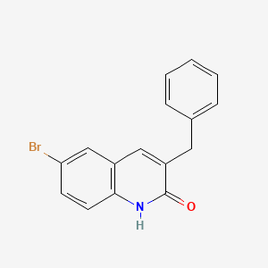 molecular formula C16H12BrNO B2743709 6-Bromo-3-(phenylmethyl)-2(1H)-quinolinone CAS No. 924633-09-0