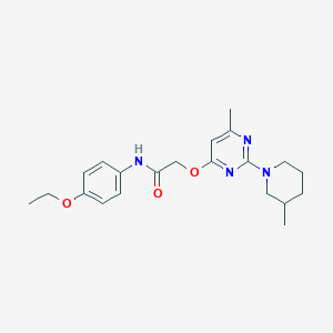 molecular formula C21H28N4O3 B2743710 N-(4-乙氧基苯基)-2-{[6-甲基-2-(3-甲基哌啶-1-基)嘧啶-4-基]氧基}乙酰胺 CAS No. 1031962-26-1