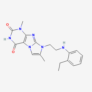 molecular formula C19H22N6O2 B2743716 6-[2-(2-Ethylanilino)ethyl]-4,7-dimethylpurino[7,8-a]imidazole-1,3-dione CAS No. 923151-58-0