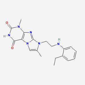 molecular formula C19H22N6O2 B2743716 6-[2-(2-乙基苯胺基)乙基]-4,7-二甲基嘌呤[7,8-a]咪唑-1,3-二酮 CAS No. 923151-58-0