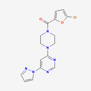 molecular formula C16H15BrN6O2 B2743777 (4-(6-(1H-吡唑-1-基)嘧啶-4-基)哌嗪-1-基)(5-溴呋喃-2-基)甲酮 CAS No. 1172085-02-7